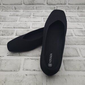 Pristine Vivaia Margot 2.0 Black Square Toe Slip On Comfort Flats EU 39 US 8.5